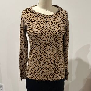 J. Crew Spotted Long Sleeve Blouse - Tan and Black